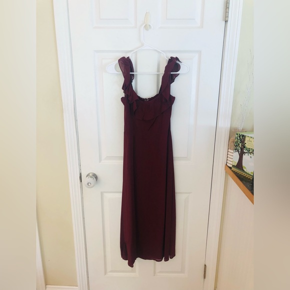 REFORMATION MAROON RED DRESS RUFFLE STRAP SIZE US 8 - Picture 4 of 8